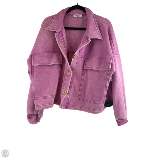 Jacket Shirt By Zenana In Purple, Size: S