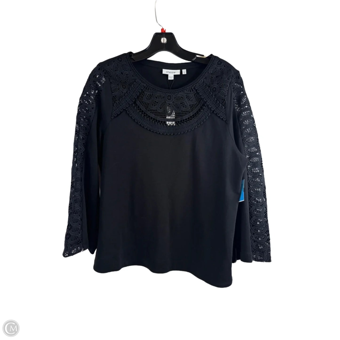 Top 3/4 Sleeve By Chicos In Black, Size: M