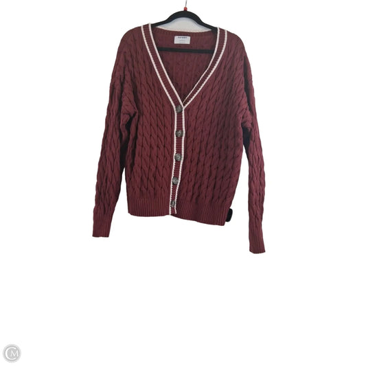 Sweater Cardigan By Old Navy In Red & White, Size: M