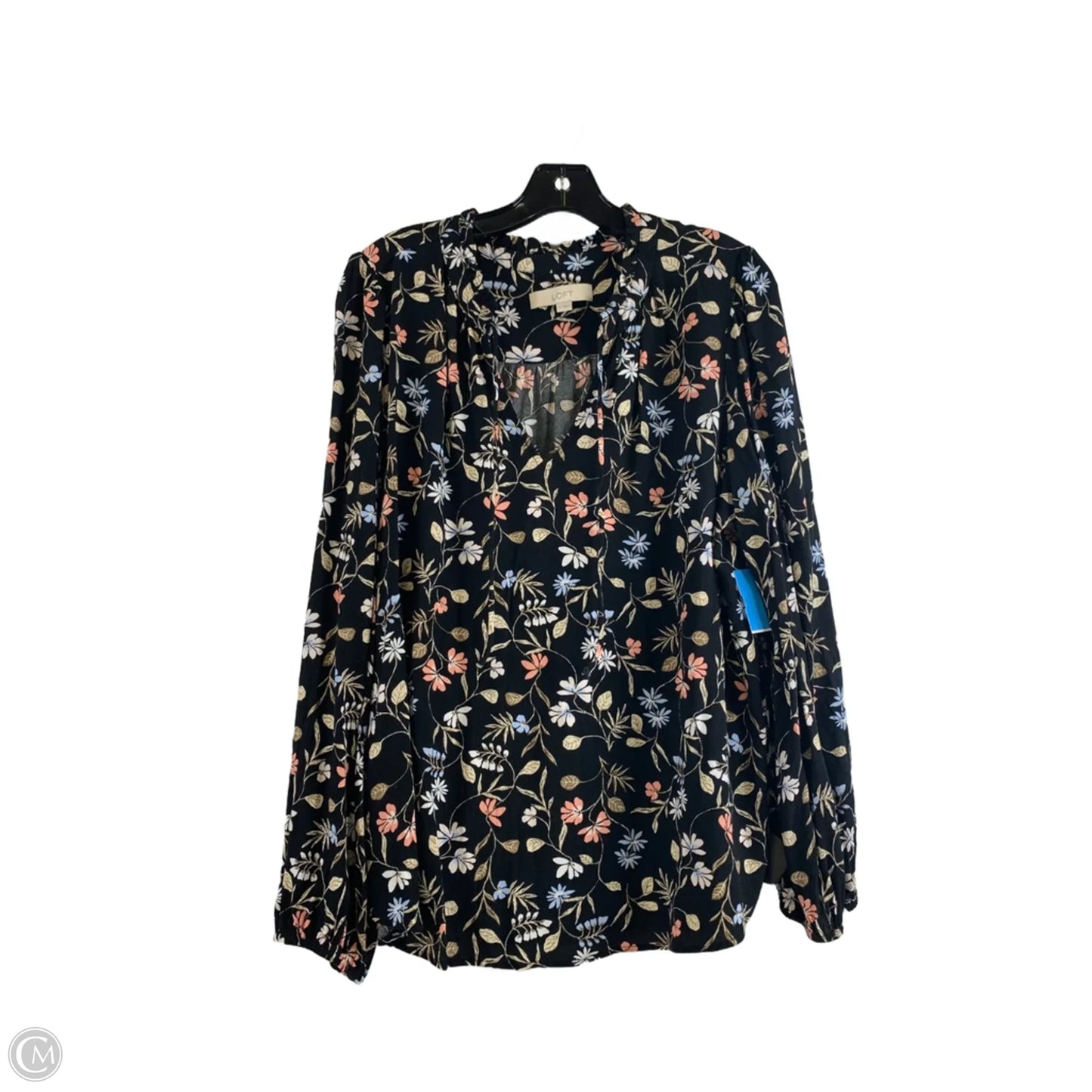 Top Long Sleeve By Loft In Black & Pink, Size: Xl