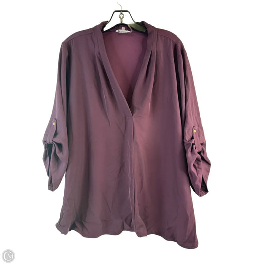 Top 3/4 Sleeve By Calvin Klein In Purple, Size: 2x