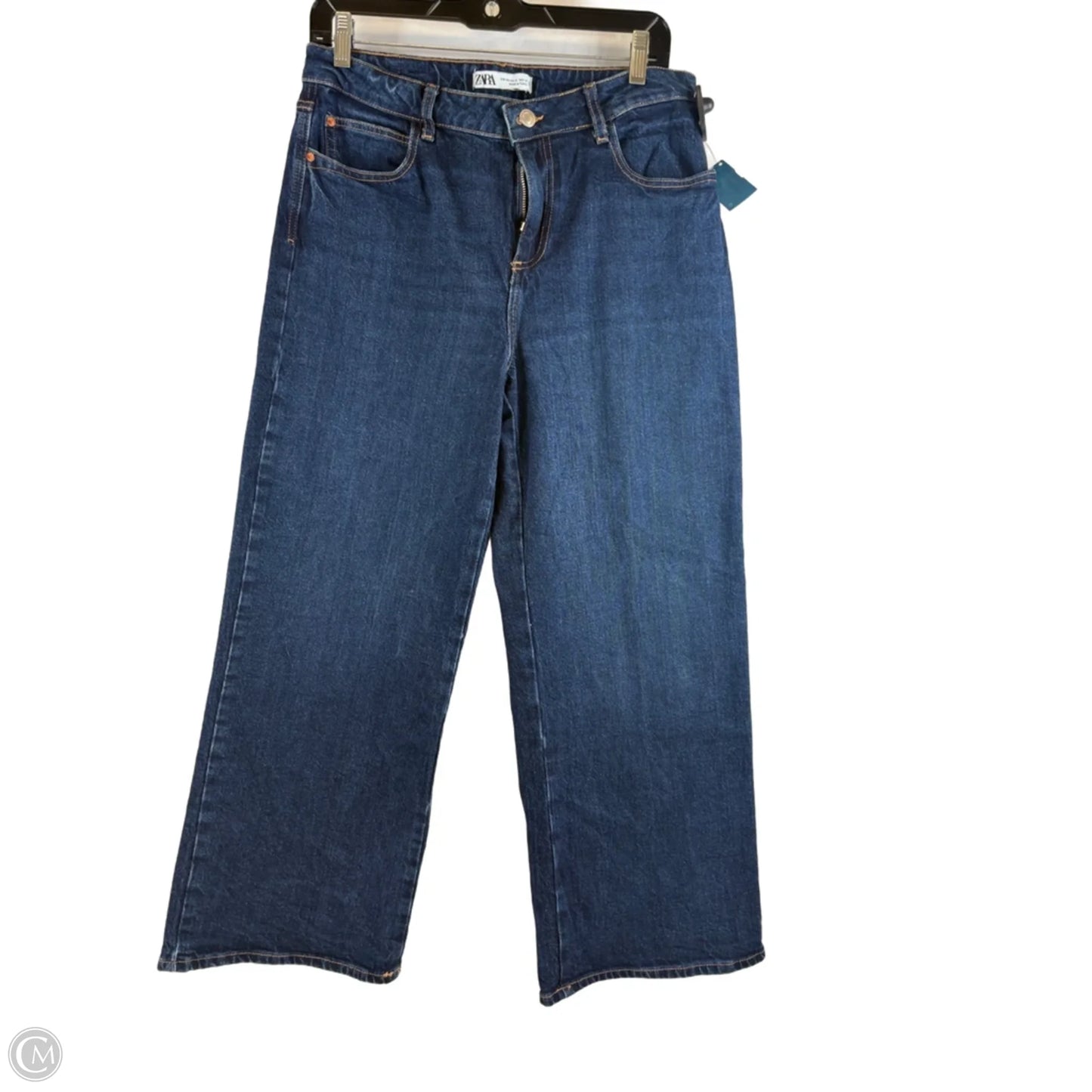 Jeans Wide Leg By Zara In Blue Denim, Size: 8