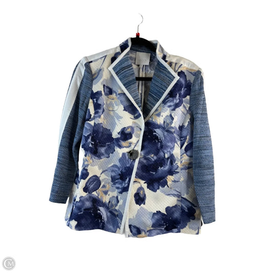 Blazer By Misook In Blue & Tan, Size: S
