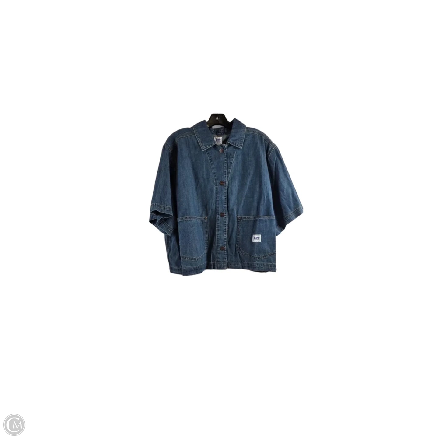 Top Short Sleeve By Lee In Blue Denim, Size: Xxl