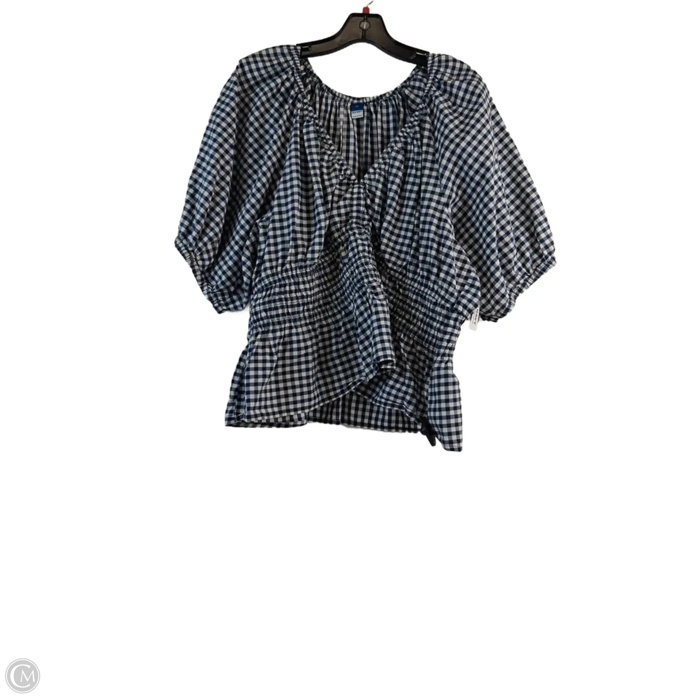 Top Short Sleeve By Old Navy In Checkered Pattern, Size: Xl