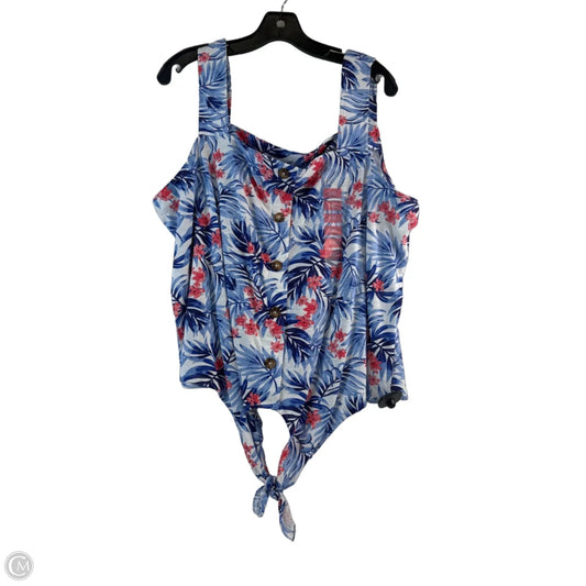 Top Sleeveless By Caribbean Joe In Blue & Pink, Size: Xxl
