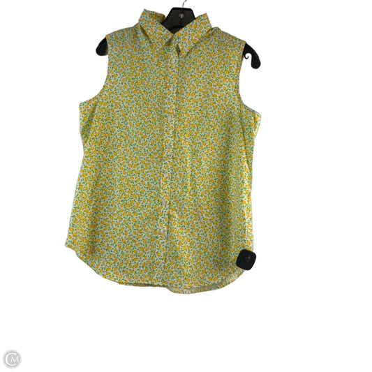 Top Sleeveless By Lands End In Green & Yellow, Size: M