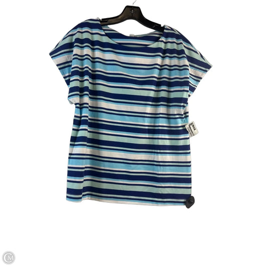 Top Short Sleeve By Chicos In Blue & White, Size: L