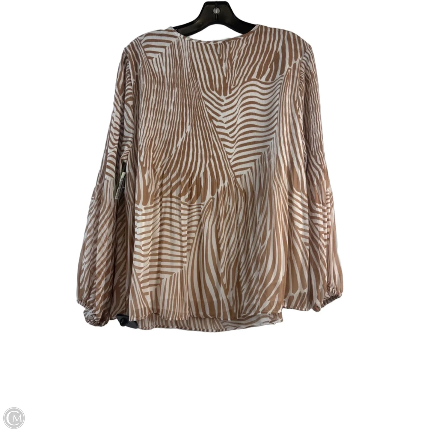 Top Long Sleeve By Chicos In Tan & White, Size: L