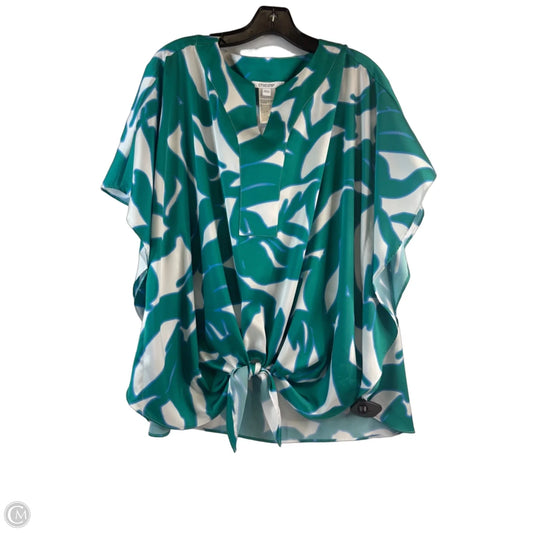 Top Short Sleeve By Chicos In Green & White, Size: L