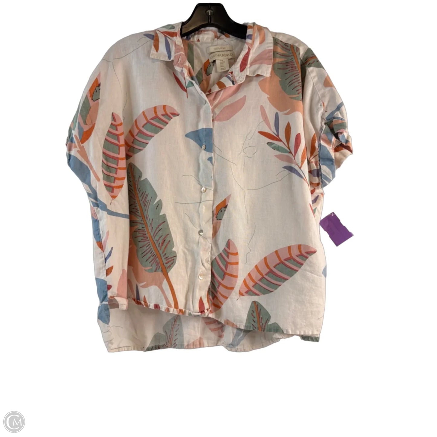 Top Short Sleeve By Cynthia Rowley In Orange & White, Size: M