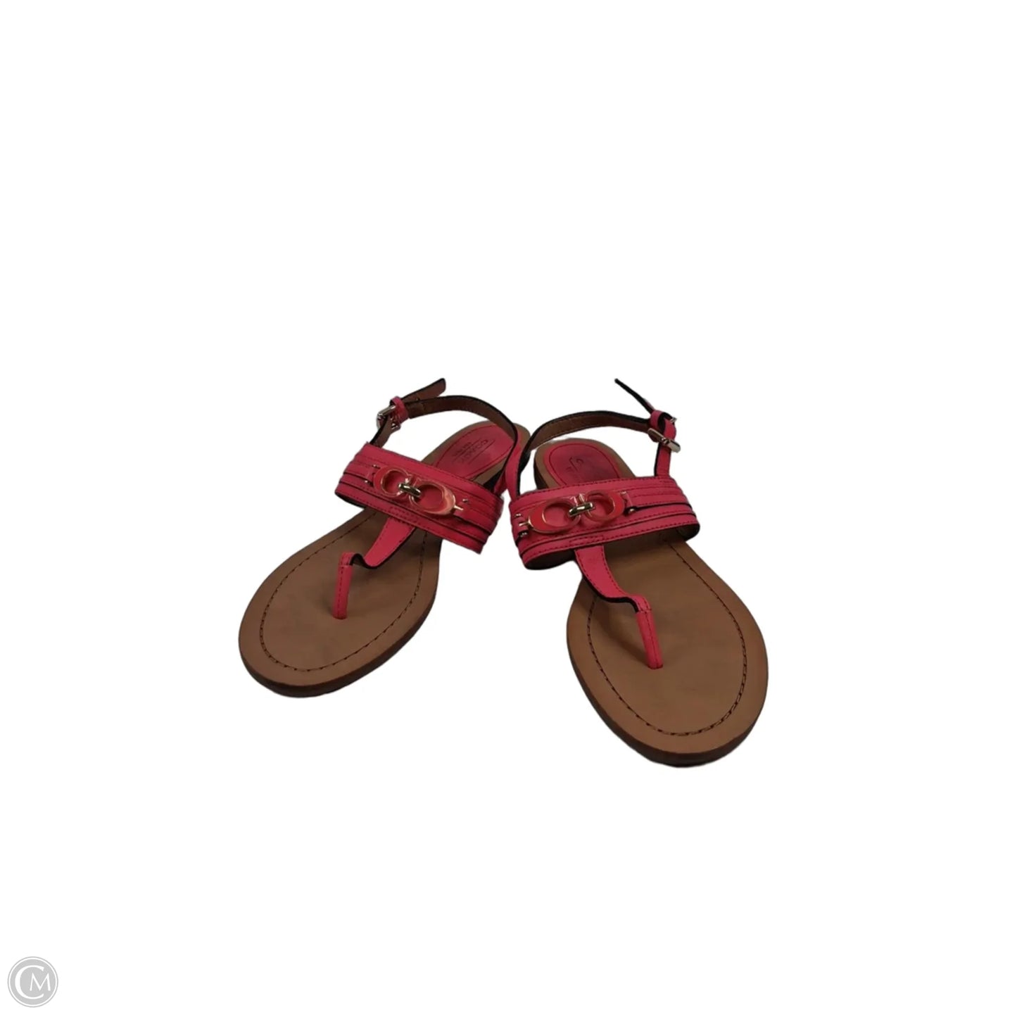 Sandals Designer By Coach In Pink & Tan, Size: 7.5