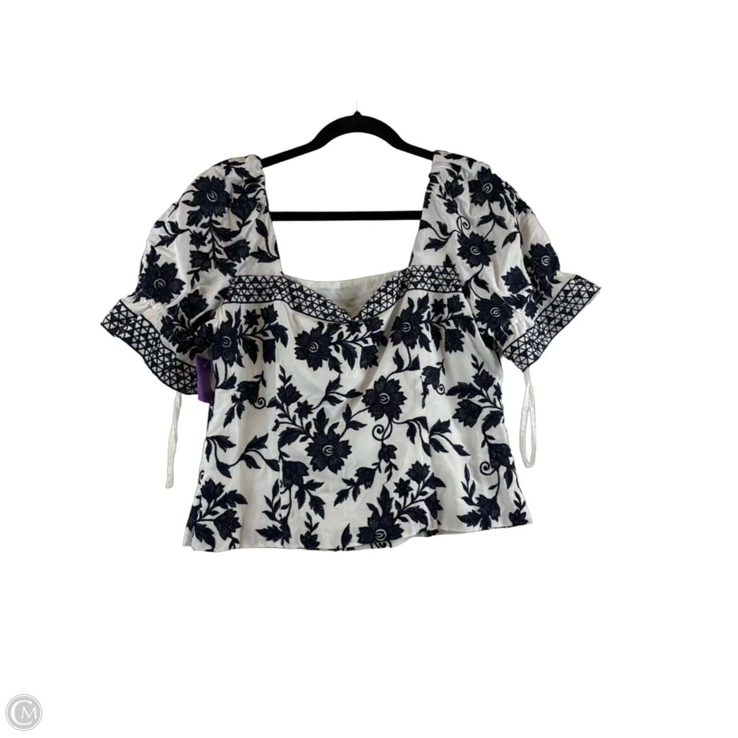 Top Short Sleeve By Antonio Melani In Blue & White, Size: L