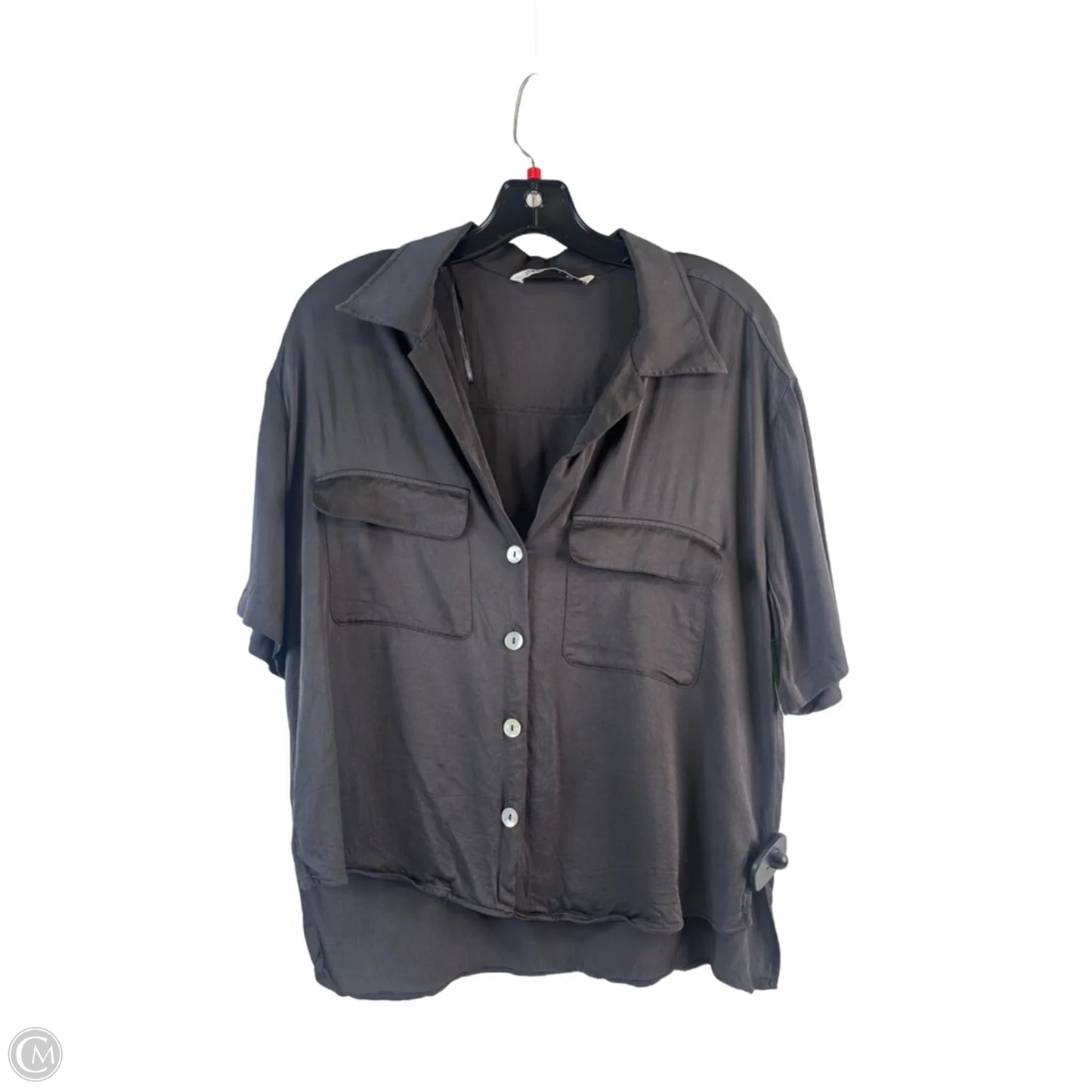 Top Short Sleeve By Zara In Grey, Size: L