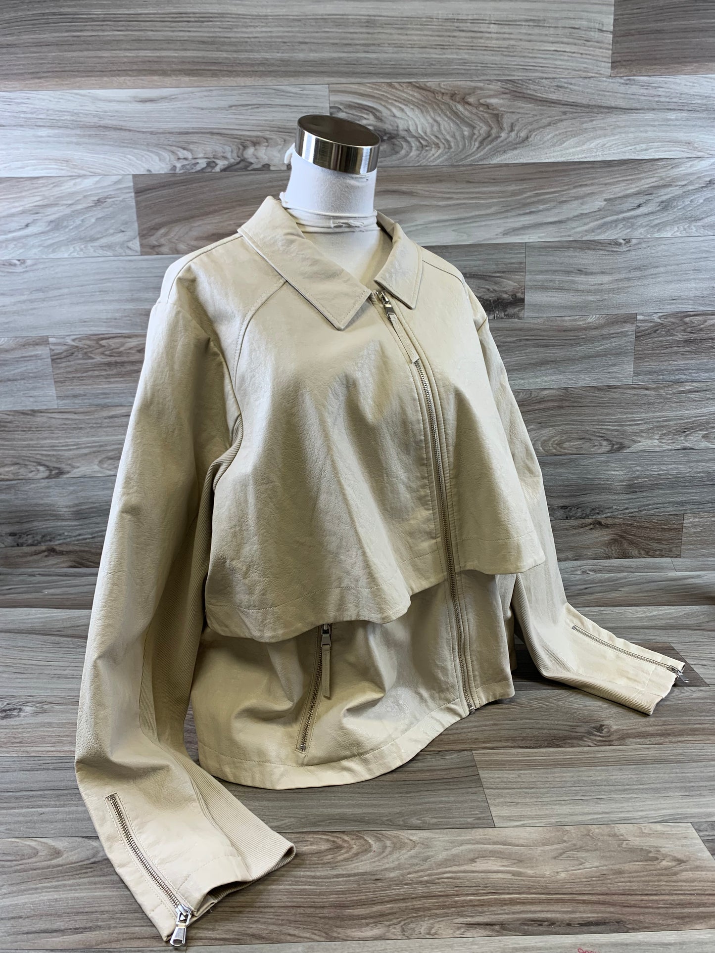 Jacket Moto By Anthropologie In Tan, Size: 3x