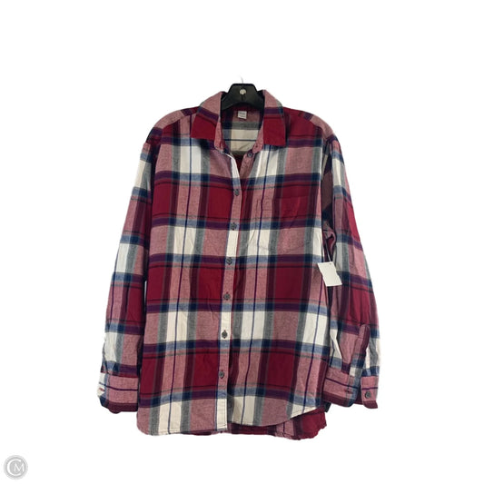 Top Long Sleeve By Old Navy In Plaid Pattern, Size: M