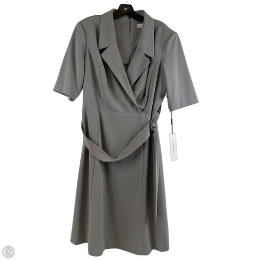Dress Casual Midi By Calvin Klein In Grey, Size: Xl