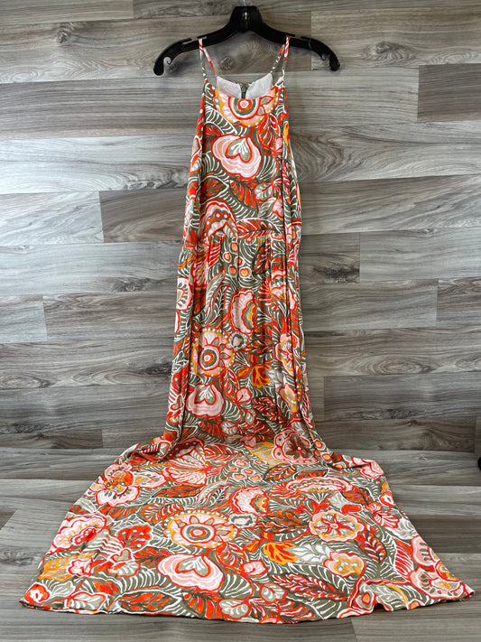 Green & Orange Dress Casual Maxi Loft, Size L