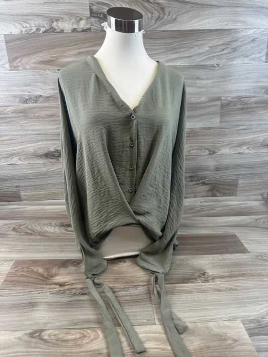 Green Top Long Sleeve Basic She + Sky, Size S