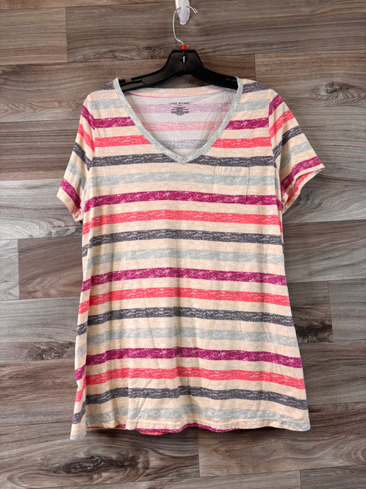 Striped Pattern Top Short Sleeve Basic Lane Bryant, Size Xl