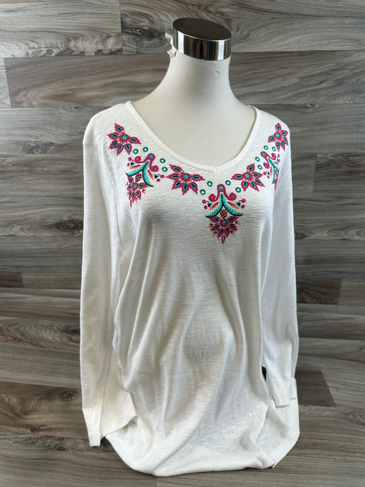 Pink & White Top Long Sleeve Kim Rogers, Size Xl