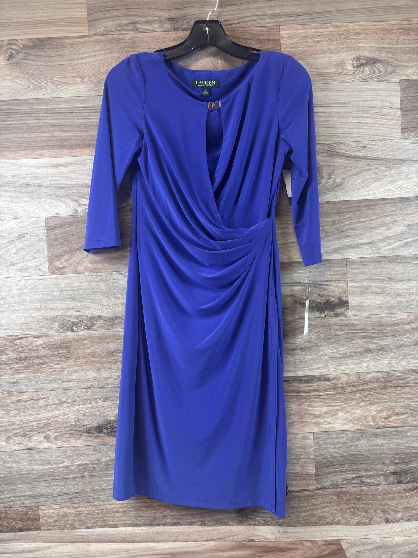 Purple Dress Casual Midi Lauren By Ralph Lauren, Size Xs