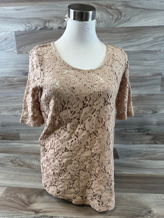 Tan Top Short Sleeve Ny Collection, Size M