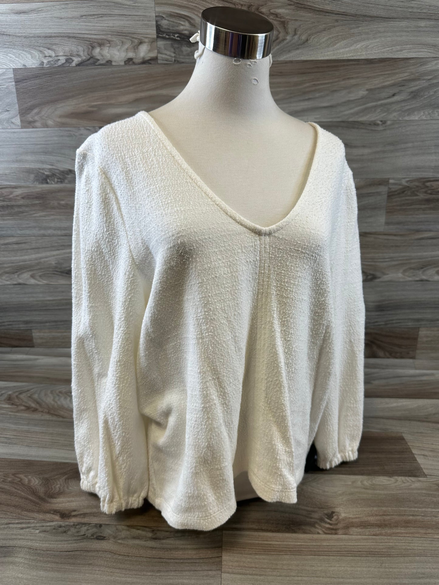 Top 3/4 Sleeve Basic By Clothes Mentor In Cream, Size: L