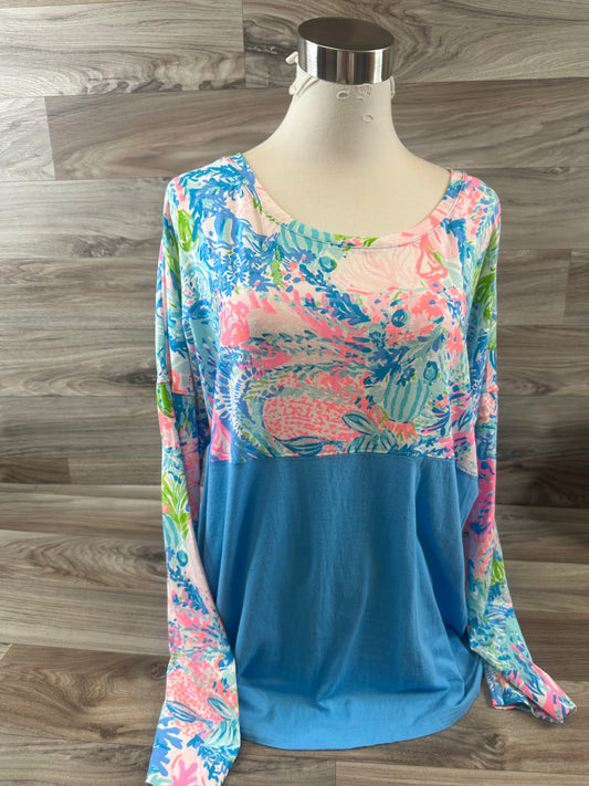 Top Long Sleeve Designer By Lilly Pulitzer In Blue & Pink, Size: Xl