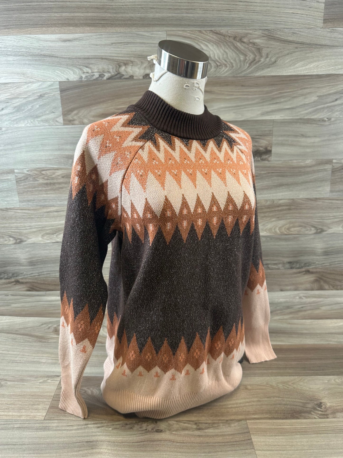 Sweater By Denim And Company In Brown & Orange, Size: Xs