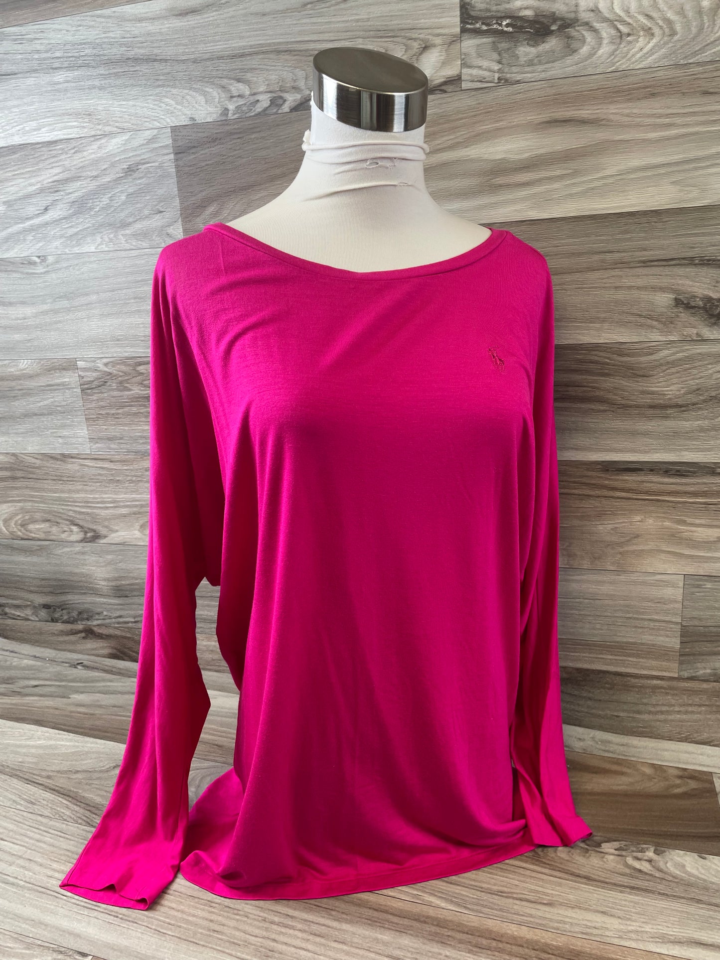 Top Long Sleeve Basic By Lauren By Ralph Lauren In Pink, Size: Xl