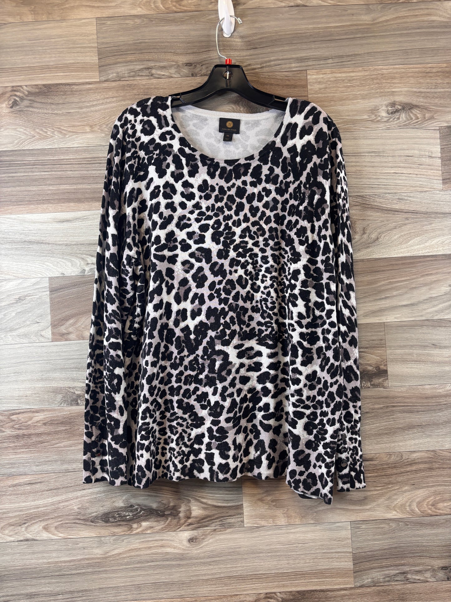 Top Long Sleeve By Jm Collections In Leopard Print, Size: Xxl