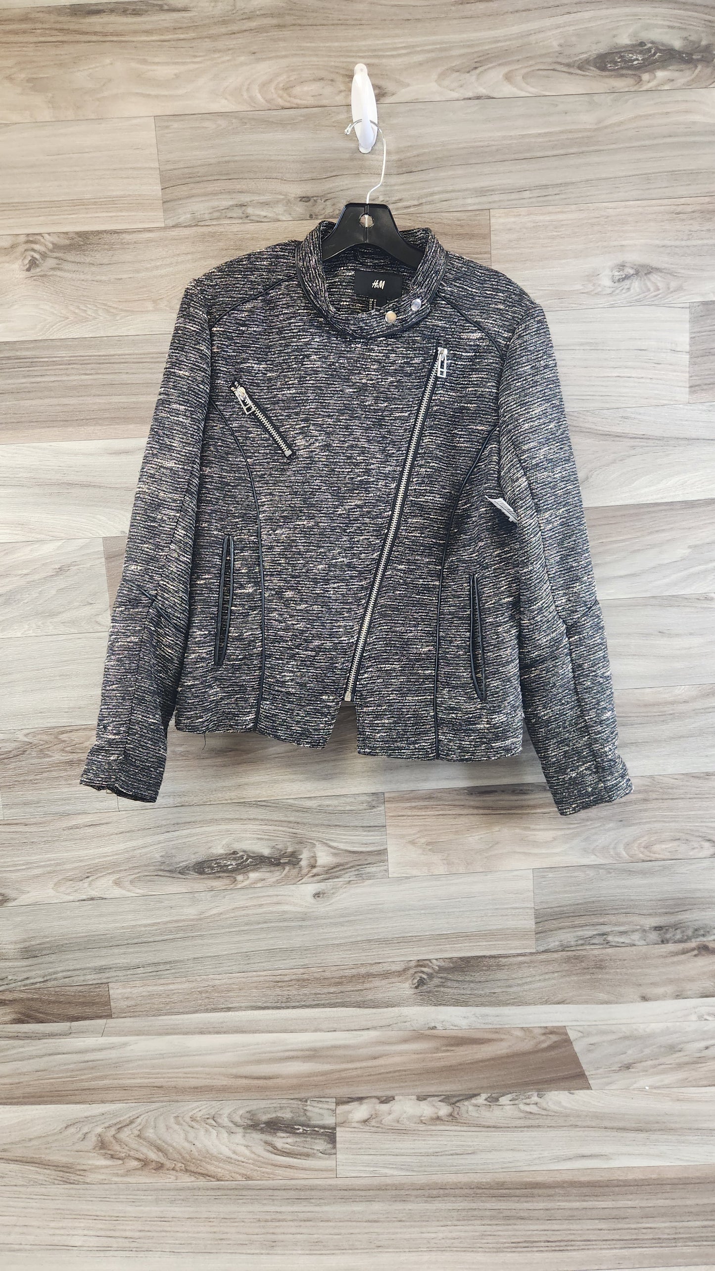 Jacket Moto By H&m In Black & Brown, Size: L