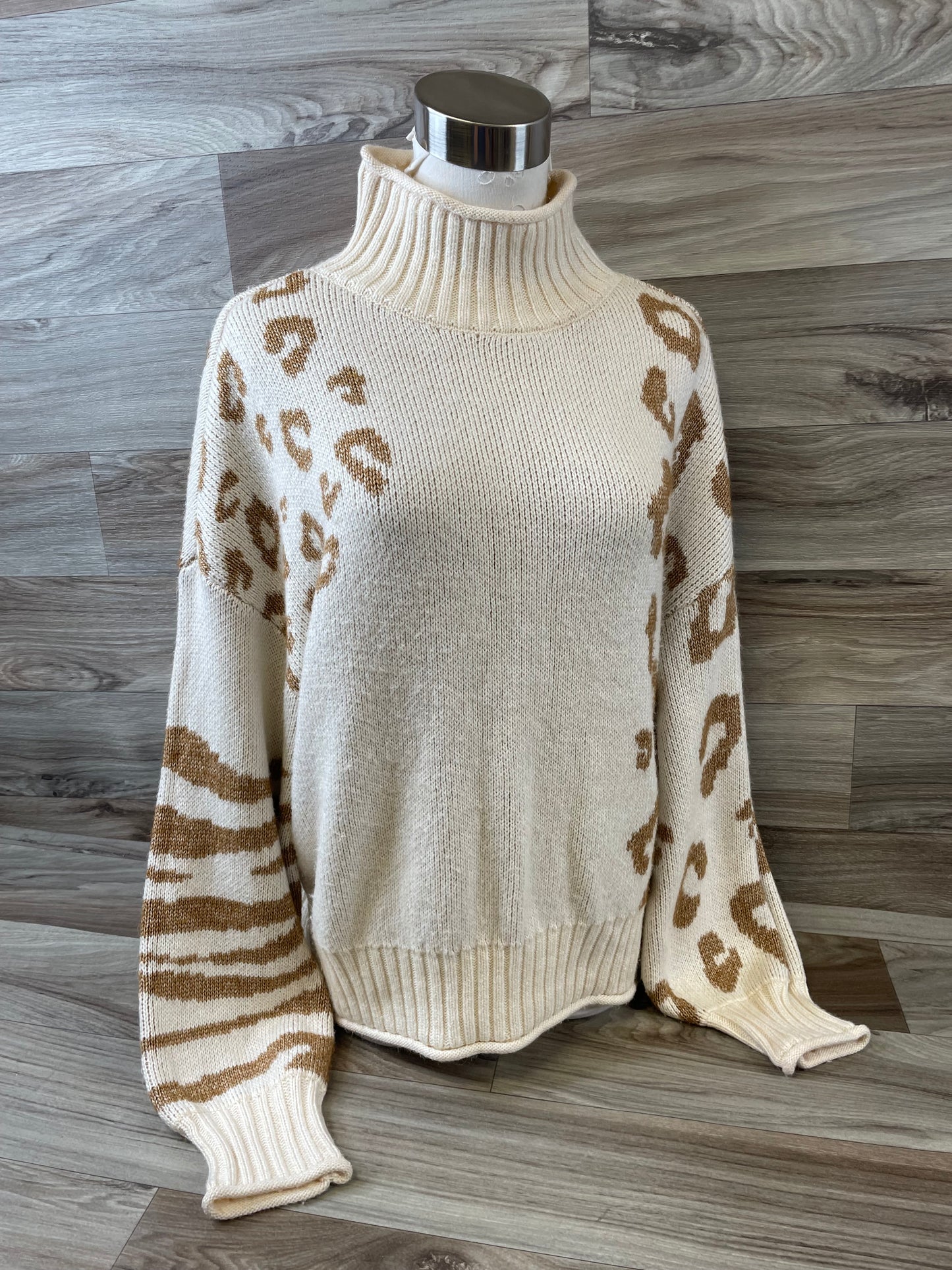 Sweater By Nine West Apparel In Gold & Tan, Size: L