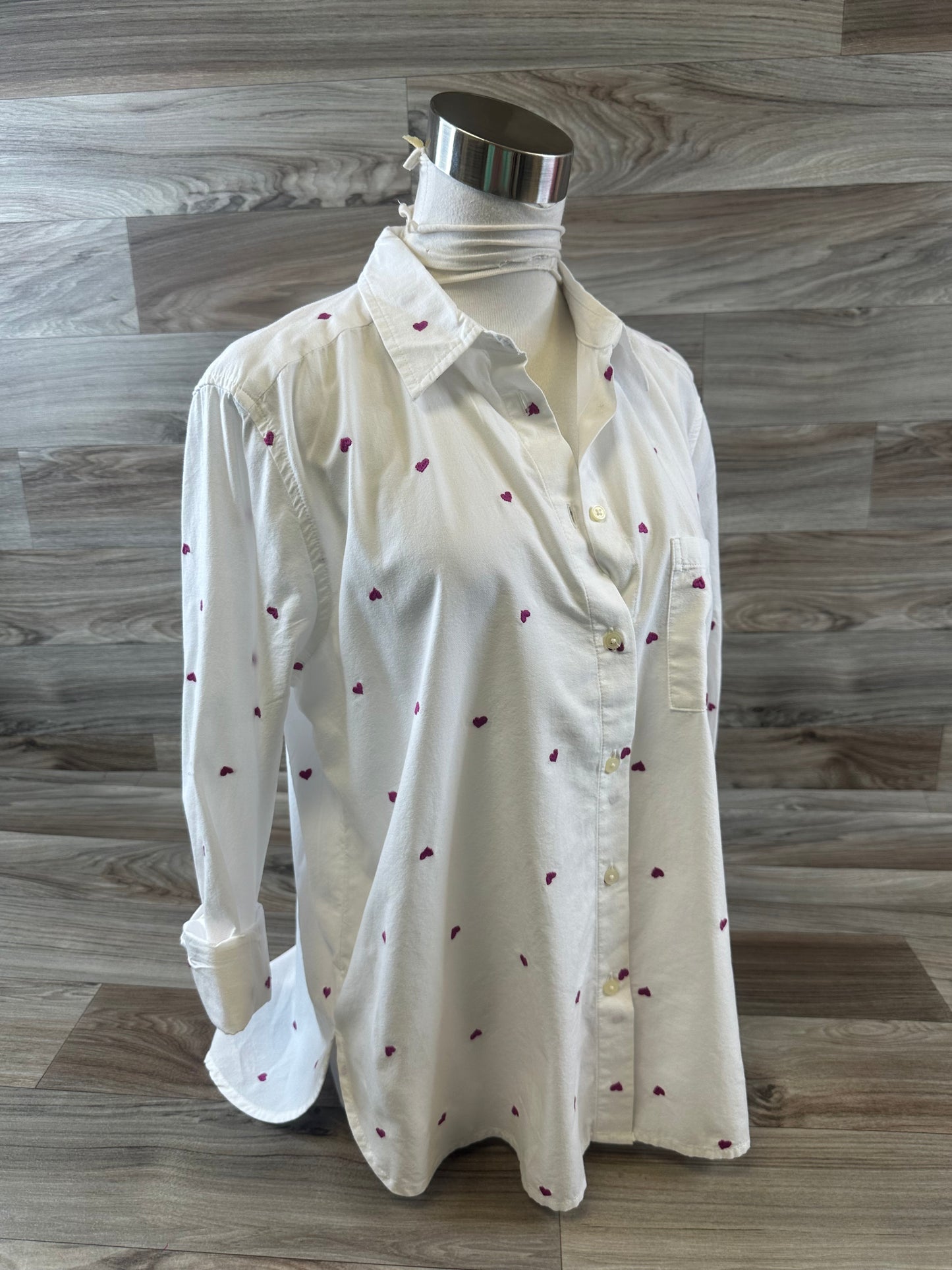 Top Long Sleeve By Loft In White, Size: S