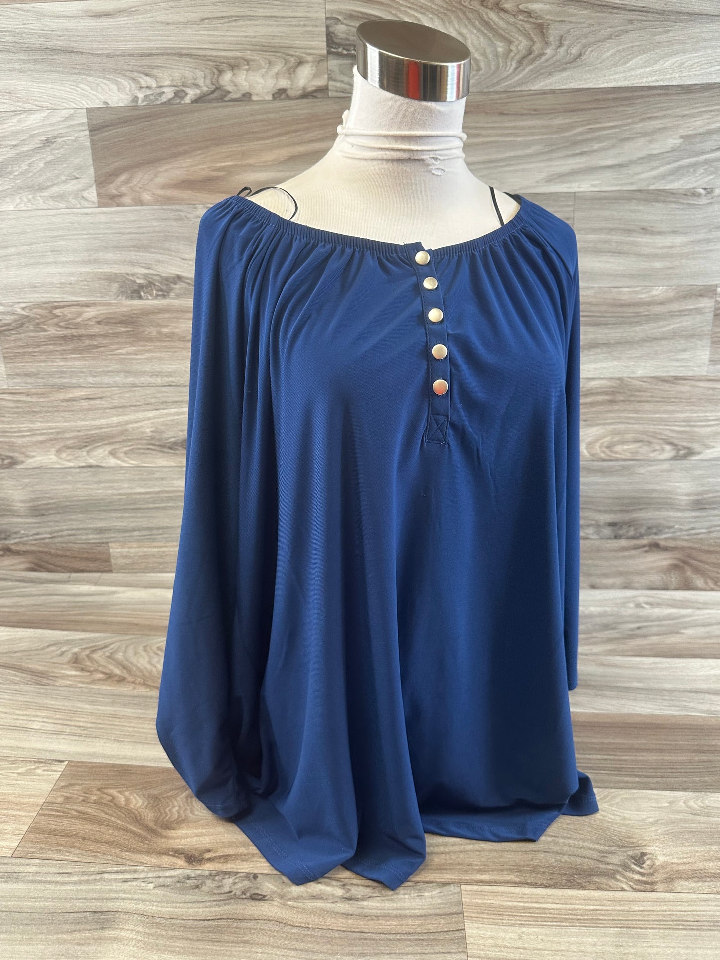 Top 3/4 Sleeve By Notations In Navy, Size: 2x