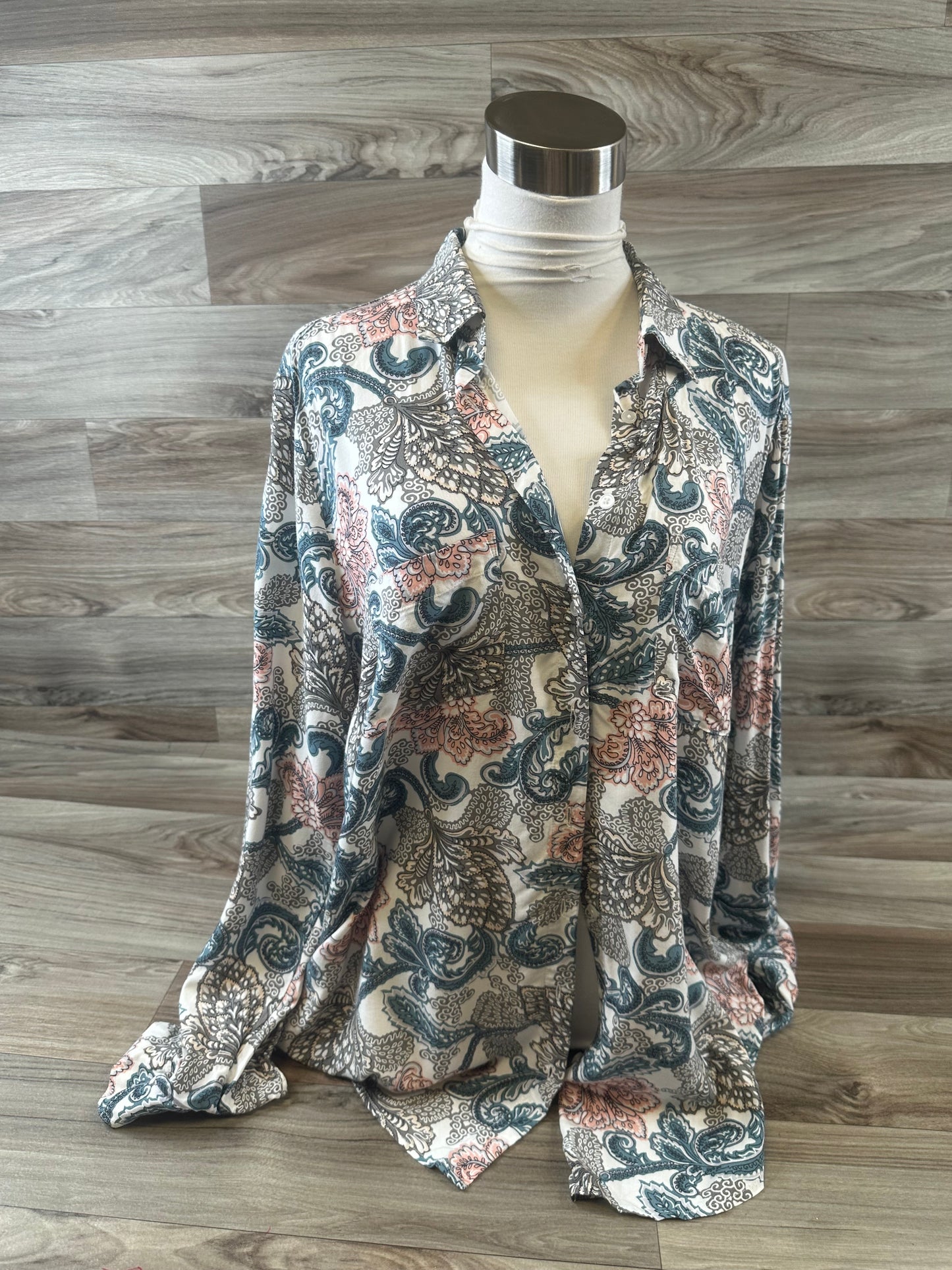 Top Long Sleeve By Loft In Paisley Print, Size: L