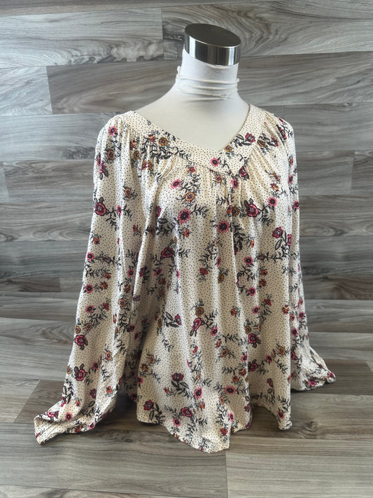 Top Long Sleeve By Loft In Pink & Tan, Size: L