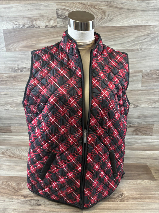 Vest Puffer & Quilted By Karen Scott In Black & Red, Size: L