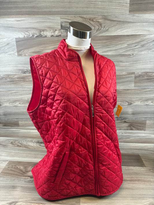 Vest Puffer & Quilted By Karen Scott In Red, Size: L