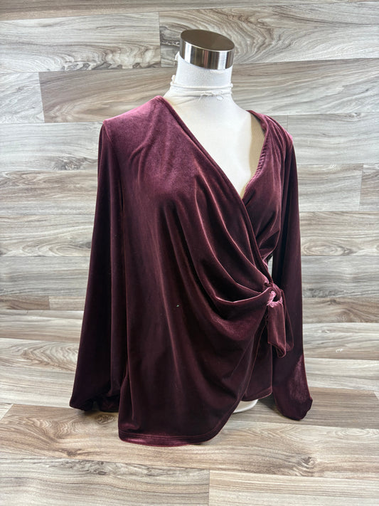 Top Long Sleeve Basic By Alfani In Maroon, Size: L