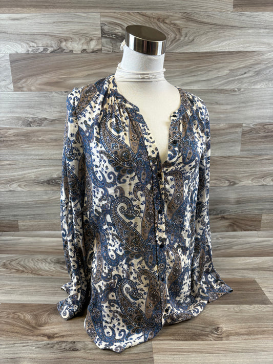 Top Long Sleeve Basic By Lucky Brand In Paisley Print, Size: S