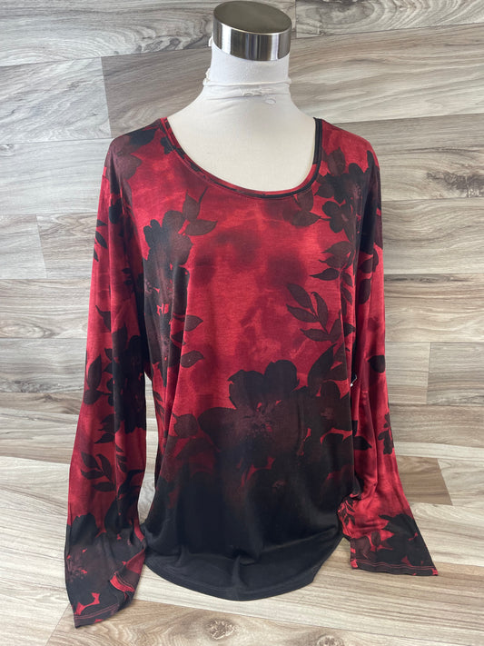 Top Long Sleeve By Simply Vera In Black & Red, Size: Xl