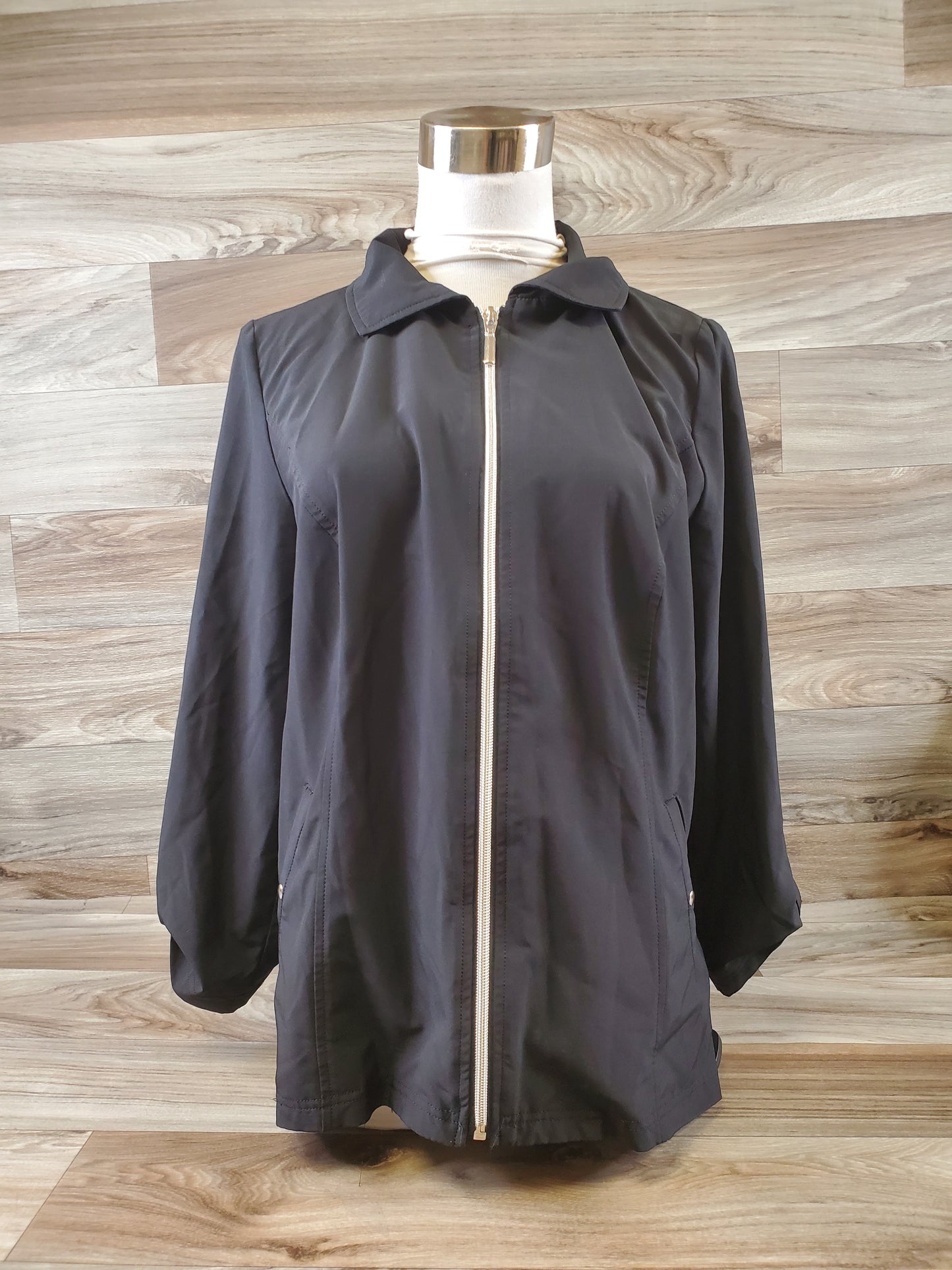 Jacket Windbreaker By Chicos In Black, Size: S