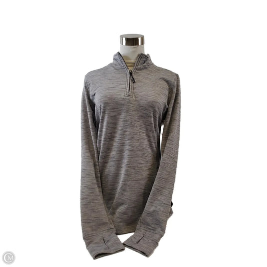 Athletic Top Long Sleeve Collar By Kyodan In Grey, Size: M