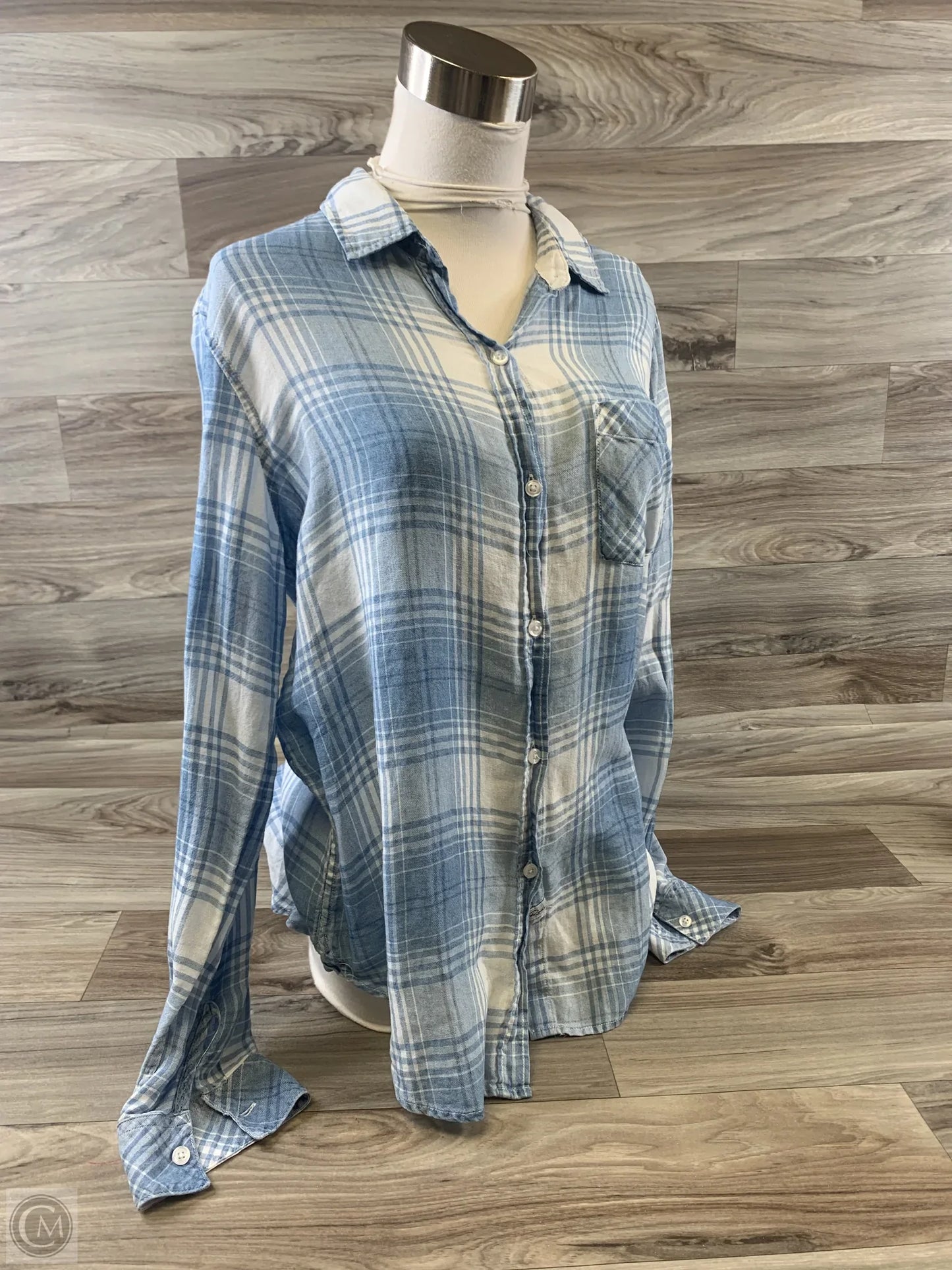 Top Long Sleeve Basic By Rails In Plaid Pattern, Size: S
