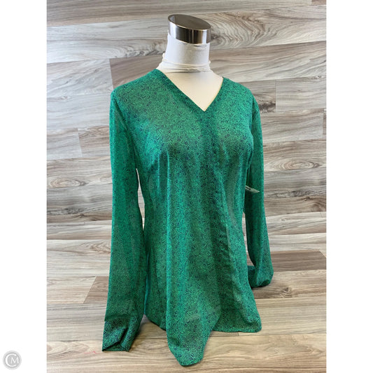 Top Long Sleeve Basic By Cabi In Blue & Green, Size: S