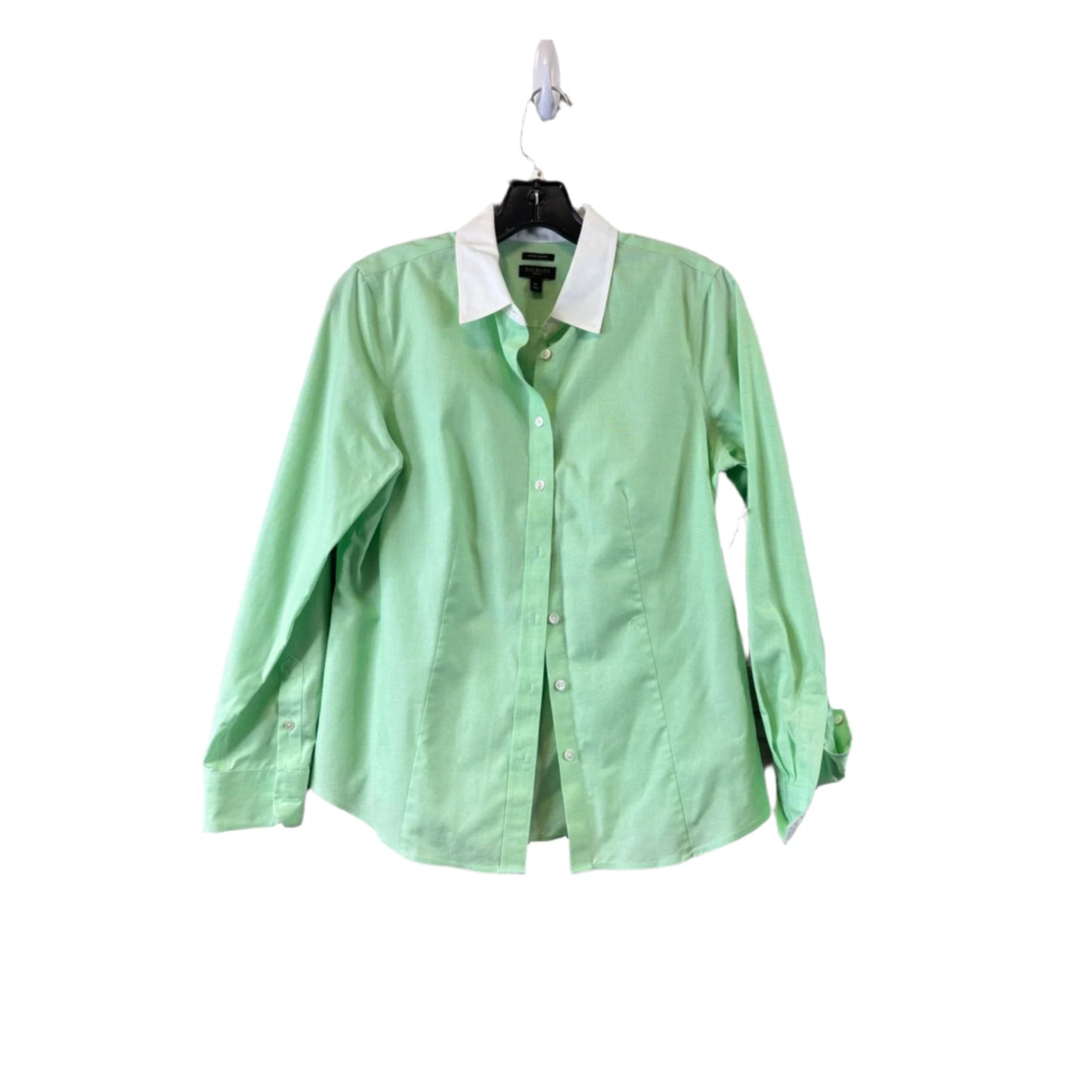 Top Long Sleeve By Talbots In Green & White, Size: Mp