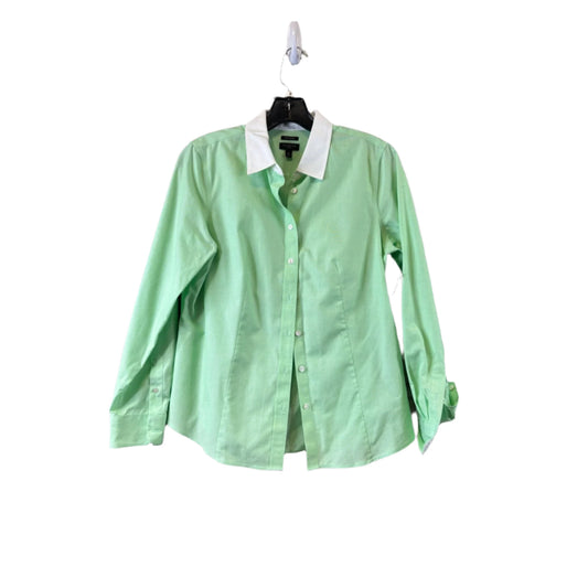 Top Long Sleeve By Talbots In Green & White, Size: Mp