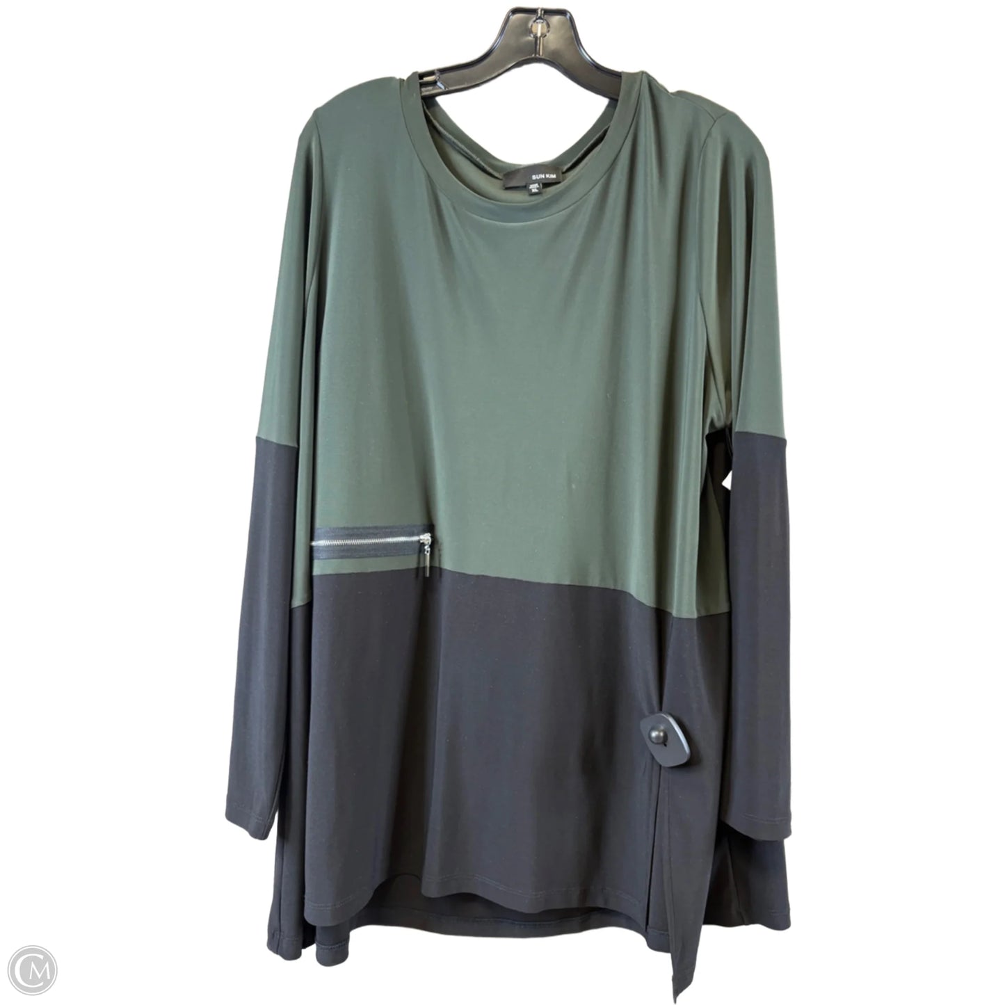 Top Long Sleeve By Clothes Mentor In Black & Green, Size: Xl